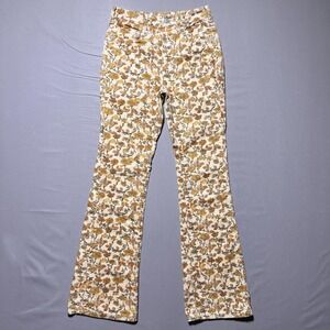 Pilcro Floral Boot Cut Pants - Cream and Brown
